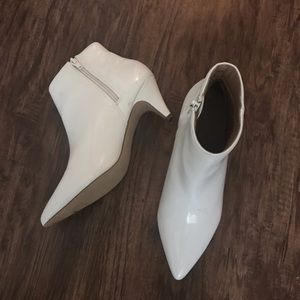 Charlotte Russe White Leather Slip-on Booties